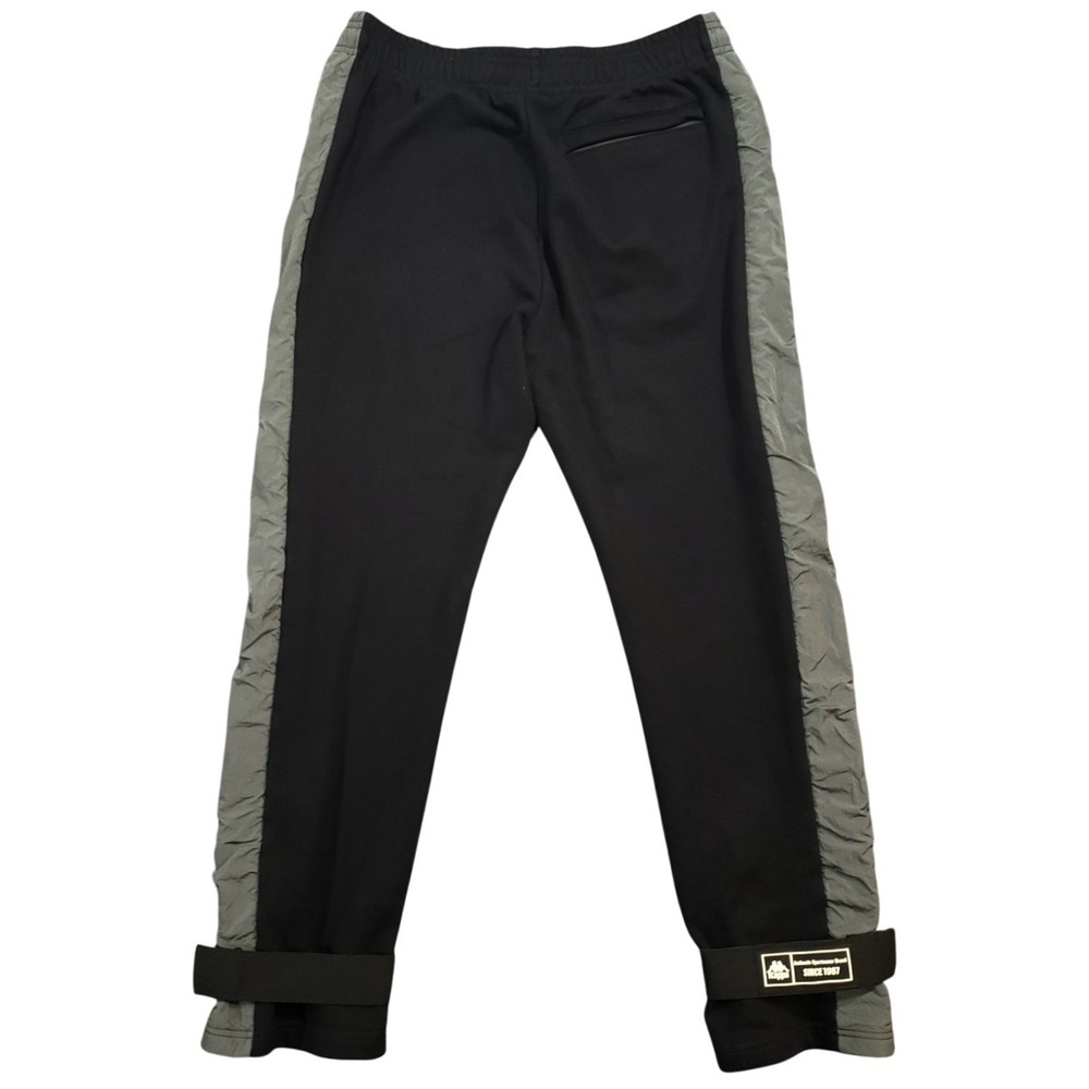 Kappa Sweatpants Mens Medium Black Gray Ankle Strap Zip Pockets 28"‎ Inseam